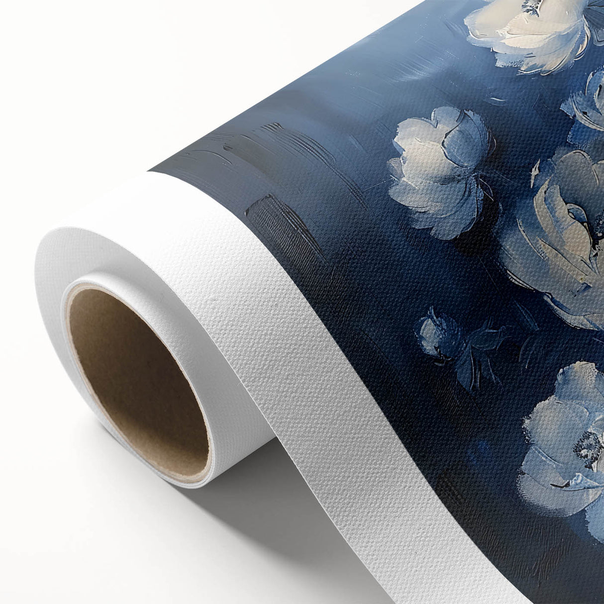 Abstract floral wall art on rolled canvas showcasing vibrant colors and intricate patterns, perfect for modern home decor. Ideal for adding a touch of elegance to any room.