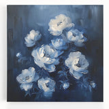 Vibrant abstract floral wall art on stretched canvas, showcasing bold colors and intricate designs. Perfect for modern home decor, adding a touch of elegance.