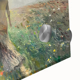 Close-up of an abstract landscape wall art piece, showcasing vibrant colors and intricate textures on acrylic glass, perfect for modern home decor.