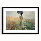 Abstract landscape wall art framed with a black mat, showcasing vibrant colors and fluid shapes, perfect for modern home decor. Ideal for enhancing living spaces.