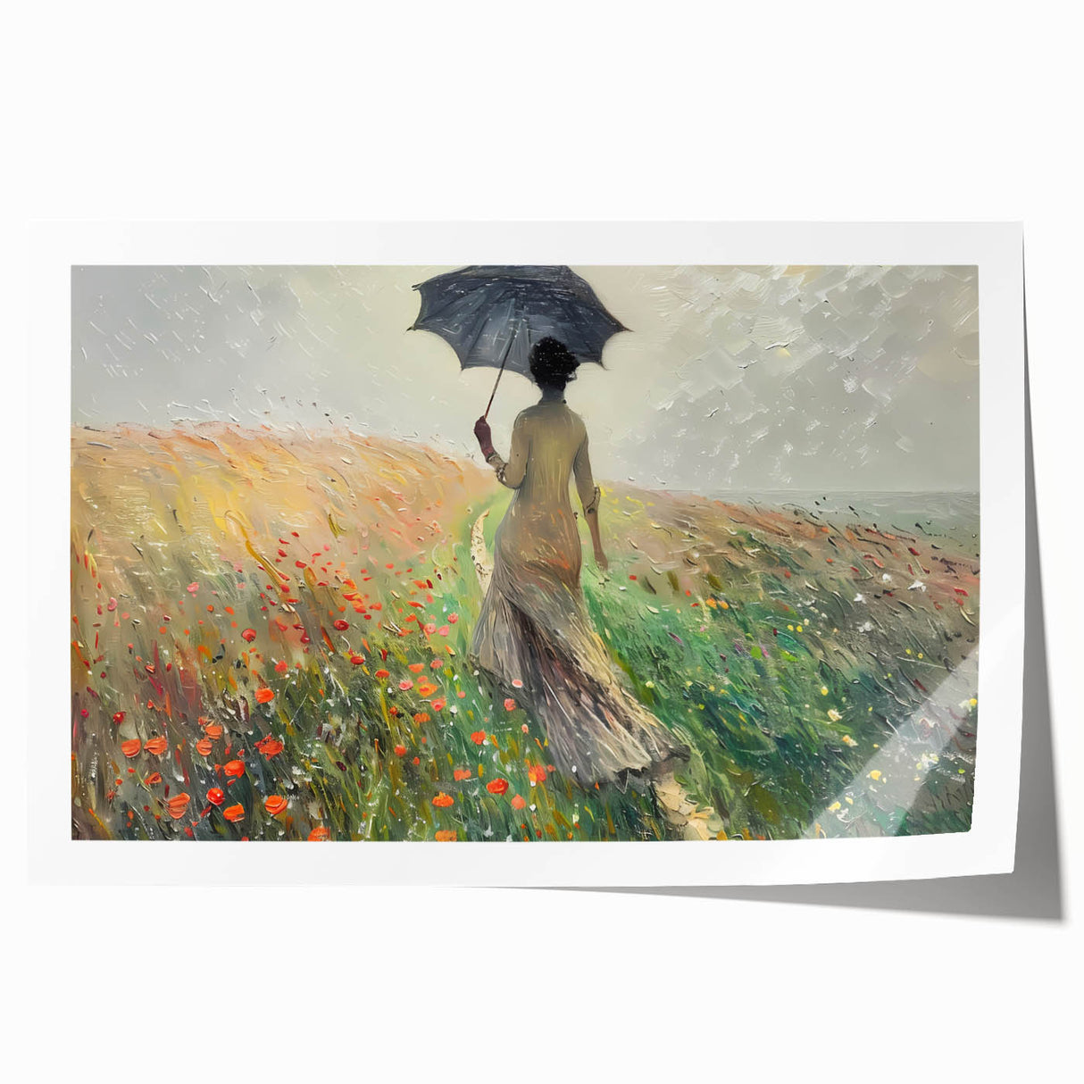 Abstract landscapes wall art print showcasing vibrant colors and dynamic shapes, elegantly rolled and ready for framing or display, perfect for modern decor.