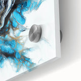 Abstract Fluid Canvas Art – Aqua, Gold, and Black Ocean Energy