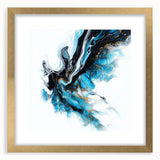 Abstract Fluid Canvas Art – Aqua, Gold, and Black Ocean Energy