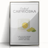 Mid-century modernist art depicting food and drinks in muted colors on a framed acrylic print, suitable for nursery wall art.