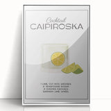 Art deco poster featuring a stylized cocktail glass in pastel pink and blue tones, framed acrylic.