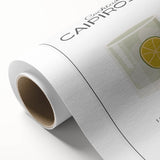 Art deco poster featuring a stylized food and drinks illustration in vibrant colors on rolled canvas.