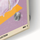 Large abstract wall art featuring assorted fruits in vibrant colors on acrylic glass, ideal for dining room decor.