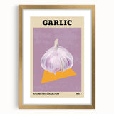 Extra large abstract art print featuring textured design of assorted fruits in vibrant colors, framed in gold.