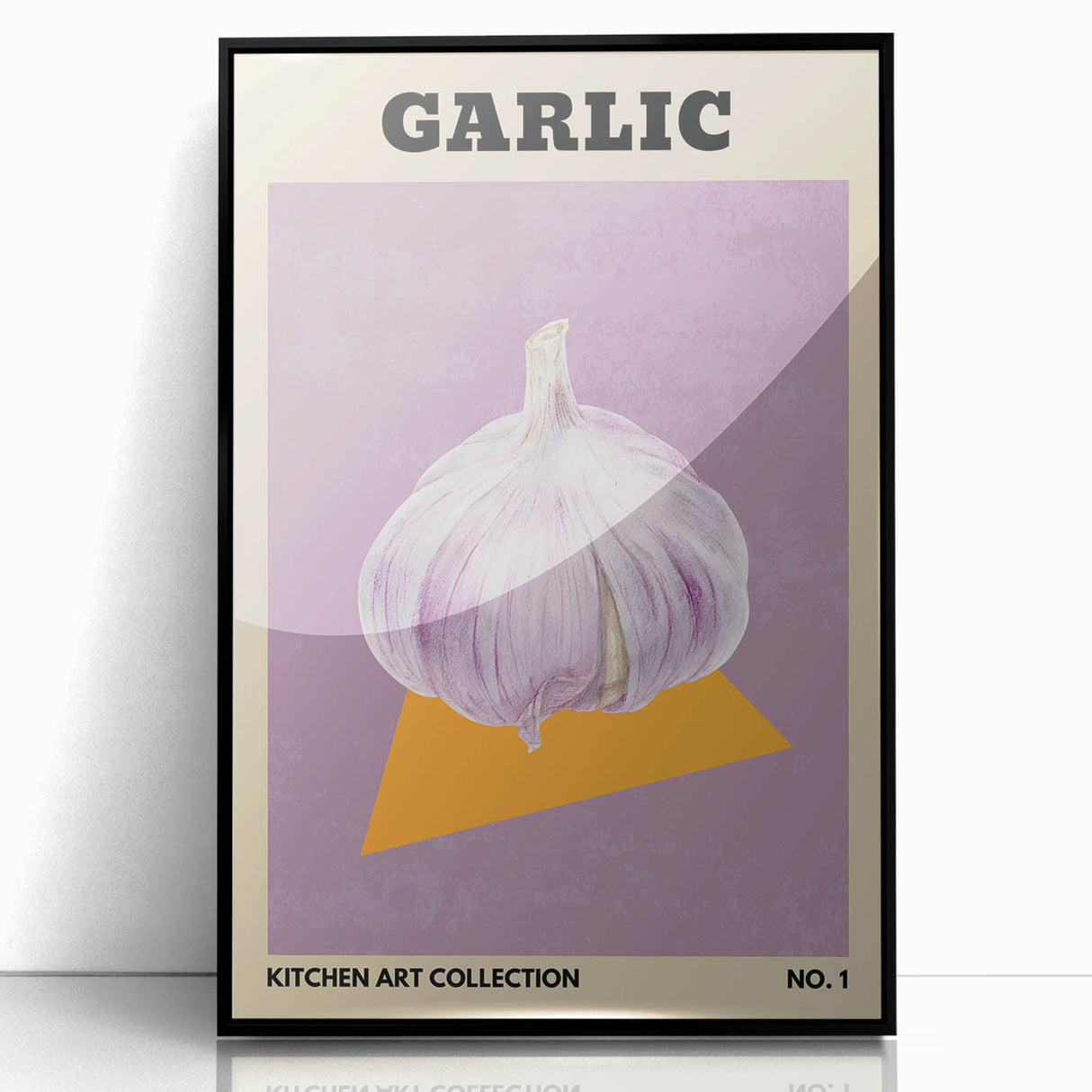Large abstract wall art featuring assorted fruits in vibrant colors on a black acrylic framed print.