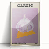 Art deco poster featuring an array of colorful fruits on a white acrylic frame, suitable for modern nursery decor.