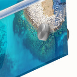 Close-up view of a landscape bridge design printed on acrylic glass, showcasing vibrant colors and intricate details, ideal for modern home decor or art collection.