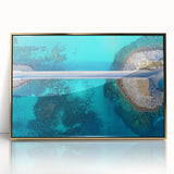 Framed acrylic artwork of a golden landscape bridge, showcasing intricate details and vibrant colors, ideal for modern home decor and art enthusiasts.