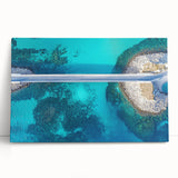 Landscape canvas artwork depicting a serene bridge over a tranquil river, showcasing vibrant colors and intricate details, perfect for home decor or office ambiance.
