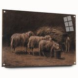 Realism Art Prints - Sheep in Stable by Rosa Bonheur Rustic Animal Art