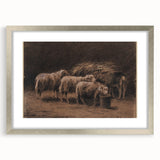 Realism Art Prints - Sheep in Stable by Rosa Bonheur Rustic Animal Art