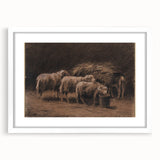 Realism Art Prints - Sheep in Stable by Rosa Bonheur Rustic Animal Art