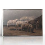 Realism Art Prints - Sheep in Stable by Rosa Bonheur Rustic Animal Art