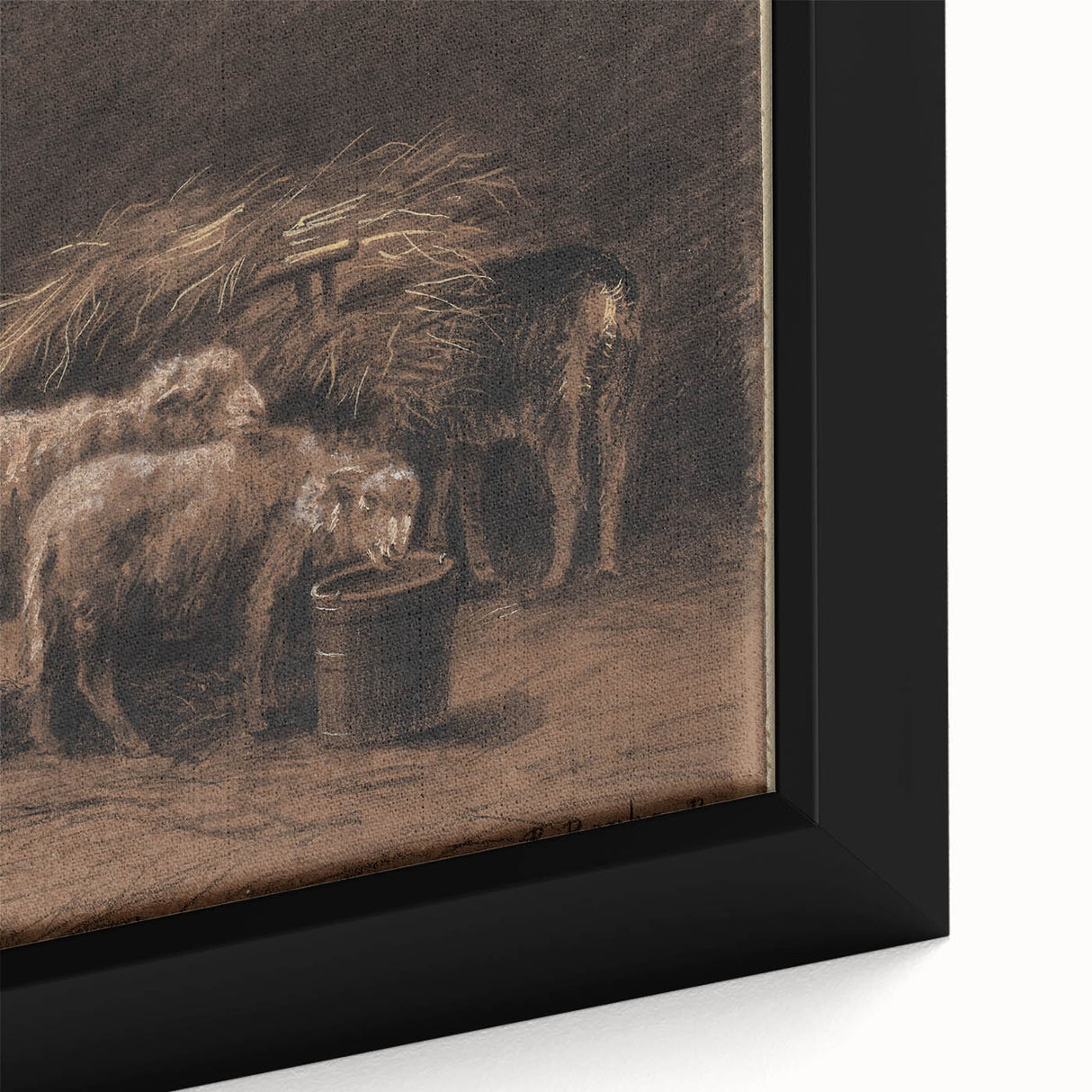 Realism Art Prints - Sheep in Stable by Rosa Bonheur Rustic Animal Art