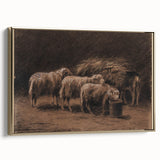 Realism Art Prints - Sheep in Stable by Rosa Bonheur Rustic Animal Art