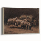 Realism Art Prints - Sheep in Stable by Rosa Bonheur Rustic Animal Art