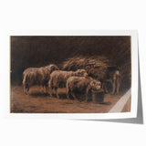 Realism Art Prints - Sheep in Stable by Rosa Bonheur Rustic Animal Art