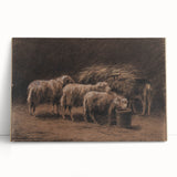 Realism Art Prints - Sheep in Stable by Rosa Bonheur Rustic Animal Art