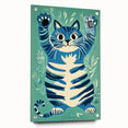 Playroom Wall Art – Fun Blue Cat Illustration for Kids' Decor