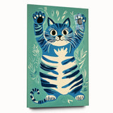 Playroom Wall Art – Fun Blue Cat Illustration for Kids' Decor