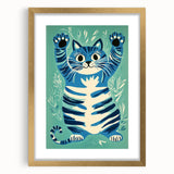 Playroom Wall Art – Fun Blue Cat Illustration for Kids' Decor