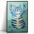 Playroom Wall Art – Fun Blue Cat Illustration for Kids' Decor