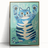 Playroom Wall Art – Fun Blue Cat Illustration for Kids' Decor