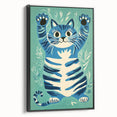Playroom Wall Art – Fun Blue Cat Illustration for Kids' Decor