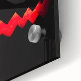 Large abstract wall art in vibrant orange and yellow tones on acrylic glass.