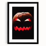 Extra large abstract art print featuring vibrant autumn hues on textured canvas, framed in black.