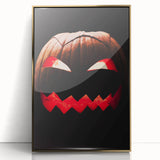 Large art print of a mid-century modernist autumn scene in warm gold tones, acrylic framed, ideal for nursery wall decor.