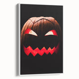 Vintage poster art of fall scenery on framed canvas, featuring shades of orange and brown, ideal for living room decor.