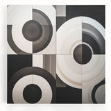 Modern Monochrome Geometric Living Room Wall Art – Canvas Print