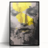 Framed abstract figurative artwork in black acrylic, showcasing dynamic shapes and lines. Perfect for modern decor, enhancing contemporary spaces with artistic flair.