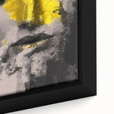 Abstract figurative artwork close-up showcasing vibrant colors and intricate brush strokes, elegantly framed for modern home decor, adding a contemporary touch to any space.