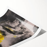 Abstract figurative art print showcasing vibrant colors and dynamic shapes, rolled and secured in a protective cardboard tube, ideal for wall decoration.