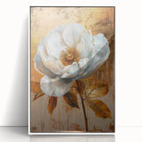 Framed acrylic wall art featuring vibrant abstract florals in shades of pink, blue, and green, elegantly displayed with a white frame, perfect for modern home decor.