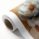 Abstract floral wall art design on rolled canvas, showcasing vibrant colors and intricate patterns, ideal for modern home decor or art enthusiasts.