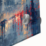Close-up of an abstract landscape wall art piece, showcasing vibrant colors and intricate textures on acrylic glass. Perfect for modern home decor.