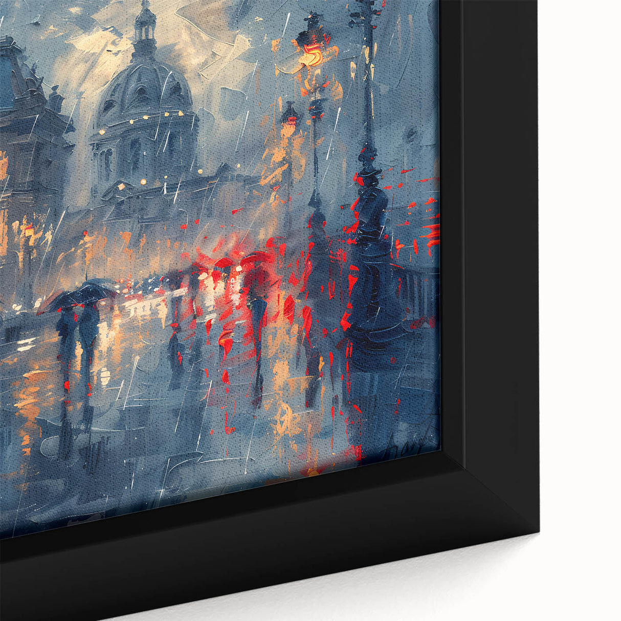 Close-up of a framed abstract landscape wall art piece showcasing vibrant colors and intricate textures, perfect for enhancing modern home decor.