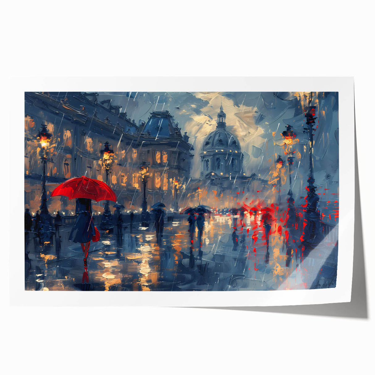 Abstract landscape wall art print showcasing vibrant colors and fluid shapes, rolled for easy display and shipped in a protective cardboard tube.