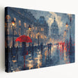 Abstract landscape wall art on stretched canvas, showcasing vibrant colors and fluid shapes, ideal for enhancing modern interior decor.
