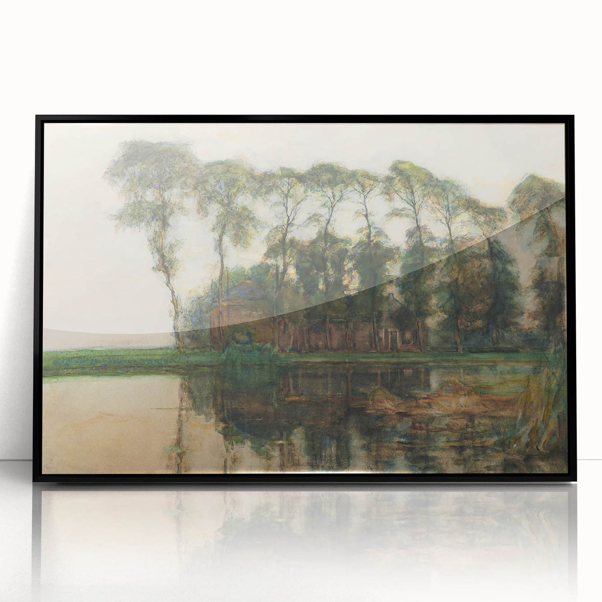 Farmstead Reflections: Modern Wall Art with Nature's Serenity