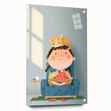 Girls Bedroom Art – Cozy Reading Time with Cat Illustration Print