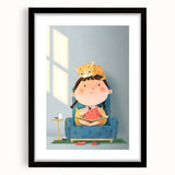 Girls Bedroom Art – Cozy Reading Time with Cat Illustration Print