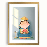 Girls Bedroom Art – Cozy Reading Time with Cat Illustration Print